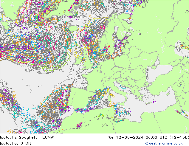 Isotachs Spaghetti ECMWF St 12.06.2024 06 UTC