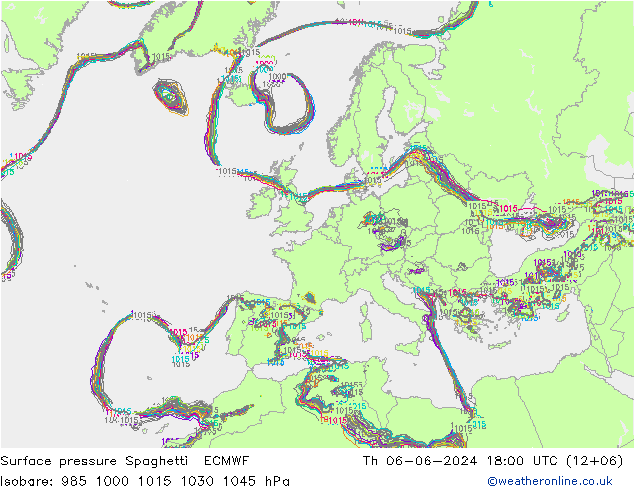 Yer basıncı Spaghetti ECMWF Per 06.06.2024 18 UTC