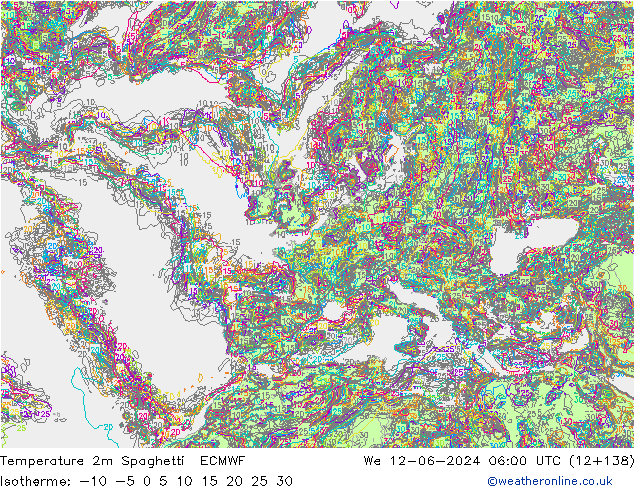 mapa temperatury 2m Spaghetti ECMWF śro. 12.06.2024 06 UTC