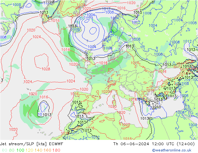 Polarjet/Bodendruck ECMWF Do 06.06.2024 12 UTC