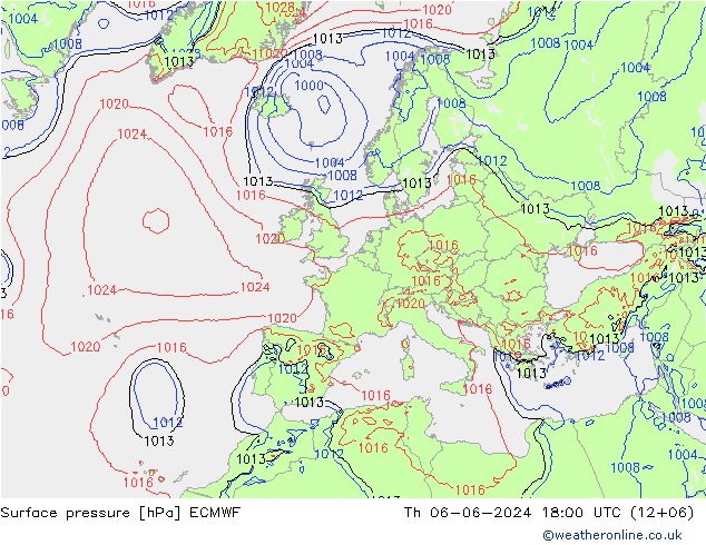 Bodendruck ECMWF Do 06.06.2024 18 UTC