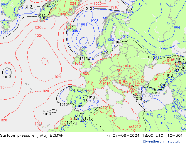 Surface pressure ECMWF Fr 07.06.2024 18 UTC