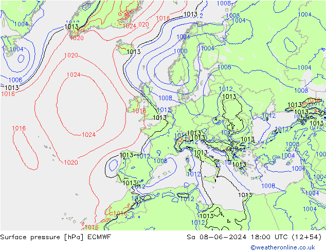 приземное давление ECMWF сб 08.06.2024 18 UTC