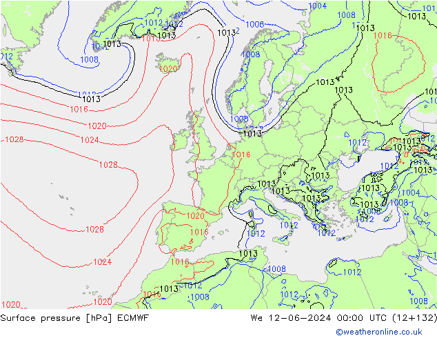 pressão do solo ECMWF Qua 12.06.2024 00 UTC