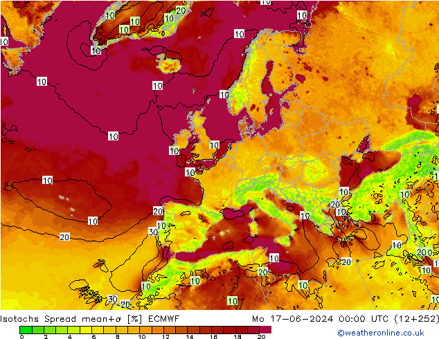 Isotachs Spread ECMWF Mo 17.06.2024 00 UTC