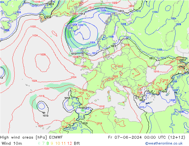 High wind areas ECMWF  07.06.2024 00 UTC