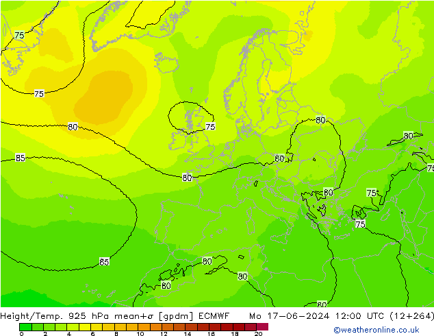 Height/Temp. 925 hPa ECMWF Mo 17.06.2024 12 UTC