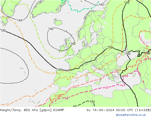 Hoogte/Temp. 850 hPa ECMWF zo 16.06.2024 00 UTC