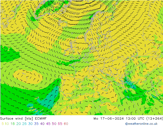 Vento 10 m ECMWF Seg 17.06.2024 12 UTC