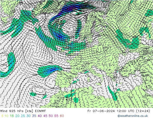 Vento 925 hPa ECMWF Sex 07.06.2024 12 UTC