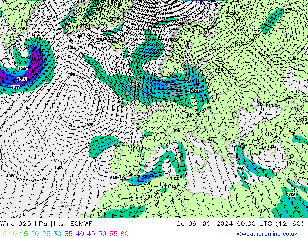 Wind 925 hPa ECMWF So 09.06.2024 00 UTC