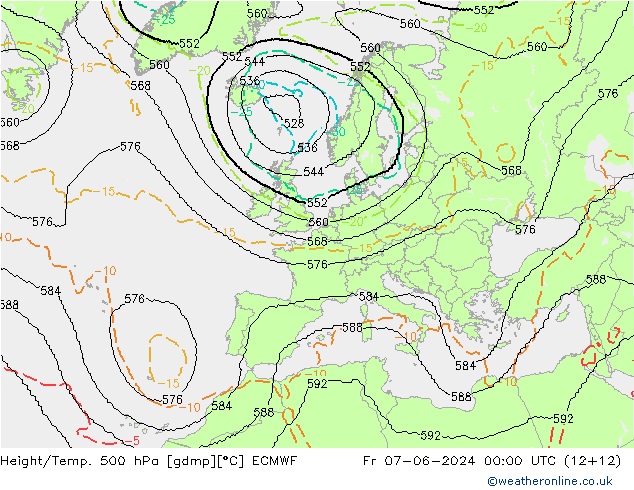 Yükseklik/Sıc. 500 hPa ECMWF Cu 07.06.2024 00 UTC