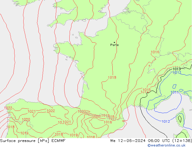 Yer basıncı ECMWF Çar 12.06.2024 06 UTC