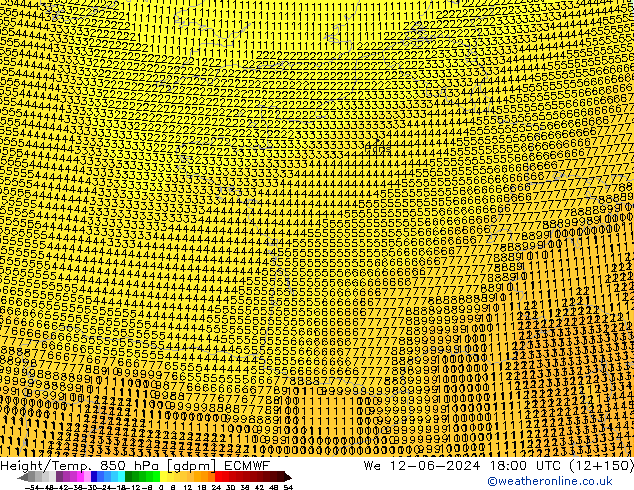 Height/Temp. 850 hPa ECMWF We 12.06.2024 18 UTC