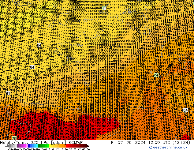 Height/Temp. 925 hPa ECMWF Sex 07.06.2024 12 UTC