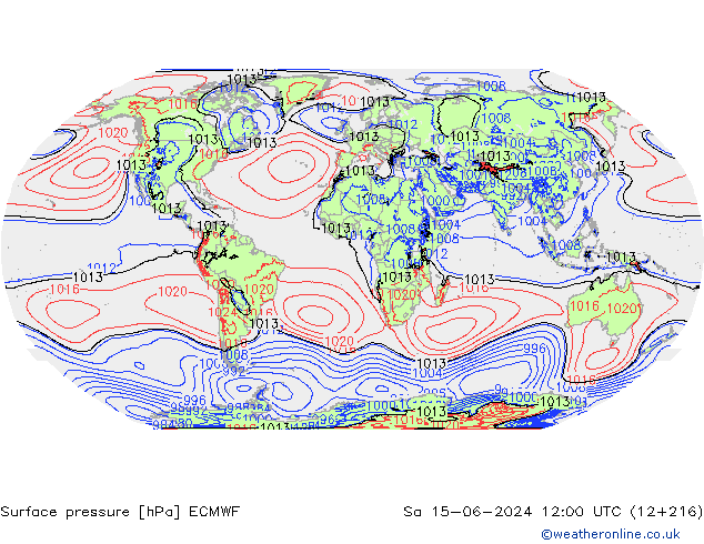 Yer basıncı ECMWF Cts 15.06.2024 12 UTC