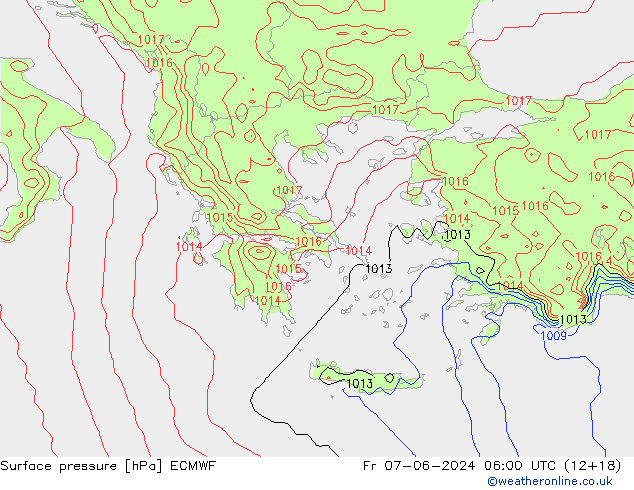 Surface pressure ECMWF Fr 07.06.2024 06 UTC