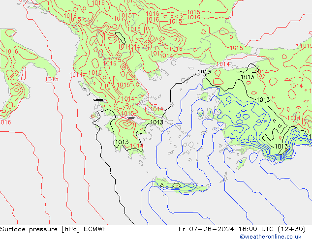 pressão do solo ECMWF Sex 07.06.2024 18 UTC