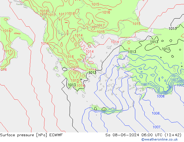 приземное давление ECMWF сб 08.06.2024 06 UTC