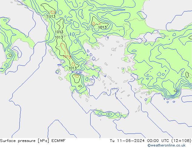 pressão do solo ECMWF Ter 11.06.2024 00 UTC