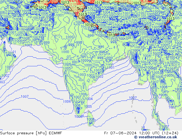 pression de l'air ECMWF ven 07.06.2024 12 UTC