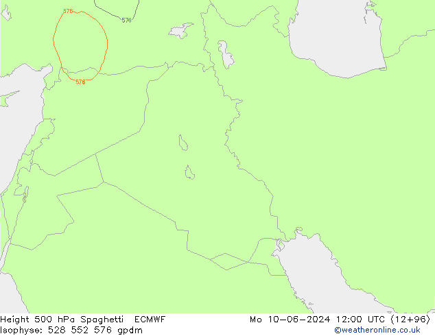 Geop. 500 hPa Spaghetti ECMWF lun 10.06.2024 12 UTC