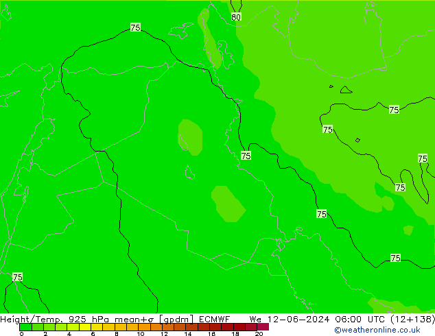 Hoogte/Temp. 925 hPa ECMWF wo 12.06.2024 06 UTC