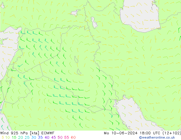 Wind 925 hPa ECMWF Mo 10.06.2024 18 UTC