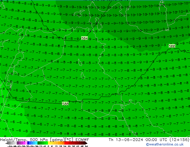 Hoogte/Temp. 500 hPa ECMWF do 13.06.2024 00 UTC