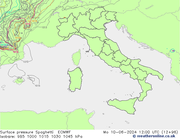 pression de l'air Spaghetti ECMWF lun 10.06.2024 12 UTC