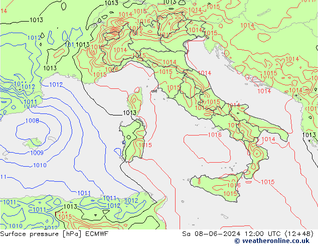 приземное давление ECMWF сб 08.06.2024 12 UTC