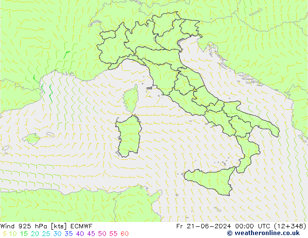 Wind 925 hPa ECMWF Fr 21.06.2024 00 UTC