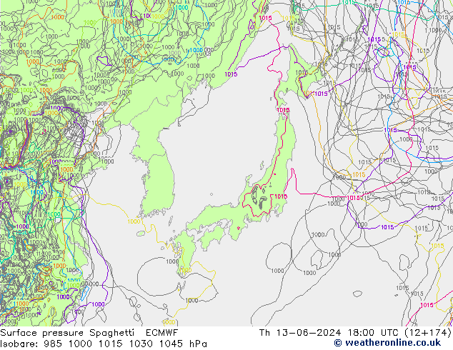 Yer basıncı Spaghetti ECMWF Per 13.06.2024 18 UTC