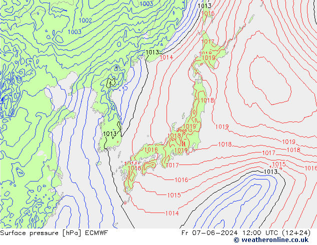 pression de l'air ECMWF ven 07.06.2024 12 UTC