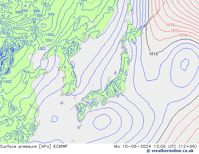 приземное давление ECMWF пн 10.06.2024 12 UTC