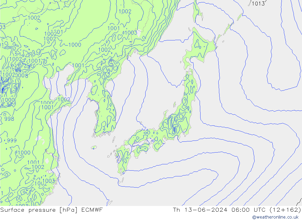 Yer basıncı ECMWF Per 13.06.2024 06 UTC