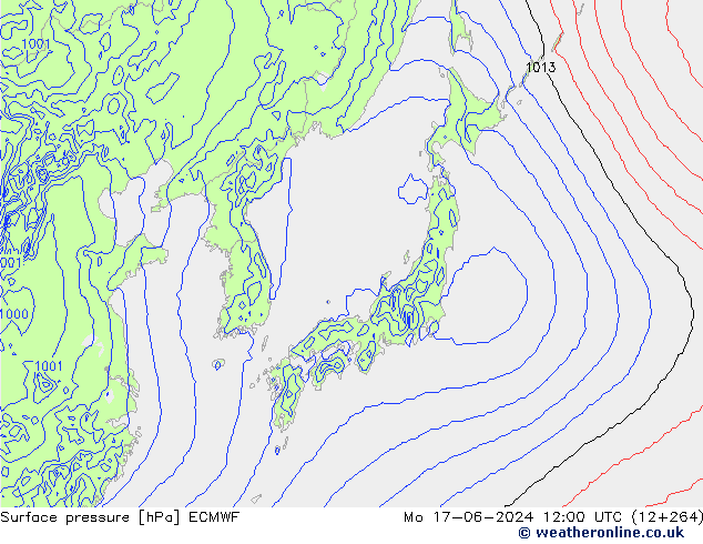 Luchtdruk (Grond) ECMWF ma 17.06.2024 12 UTC