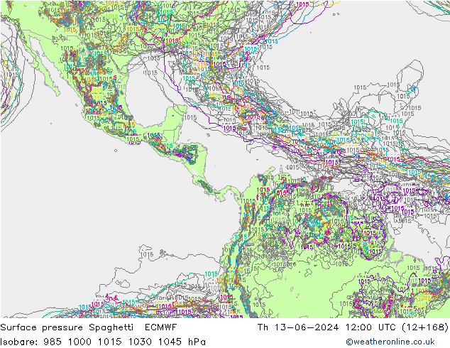 Luchtdruk op zeeniveau Spaghetti ECMWF do 13.06.2024 12 UTC