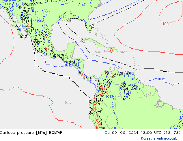 Yer basıncı ECMWF Paz 09.06.2024 18 UTC