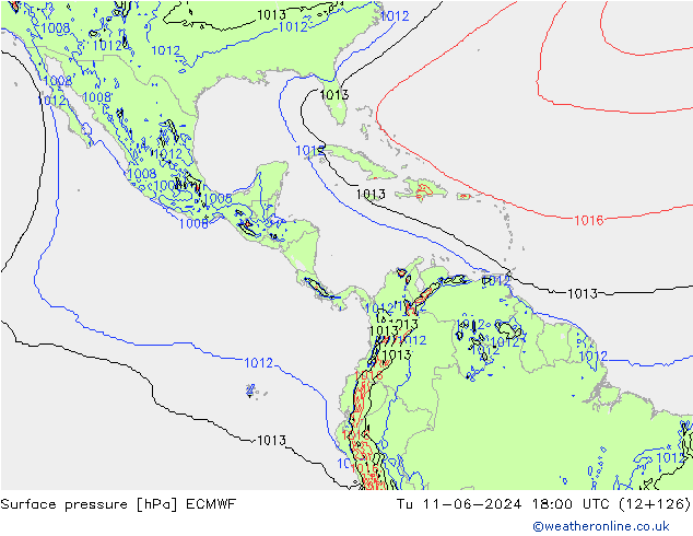 Atmosférický tlak ECMWF Út 11.06.2024 18 UTC