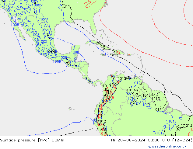 pressão do solo ECMWF Qui 20.06.2024 00 UTC