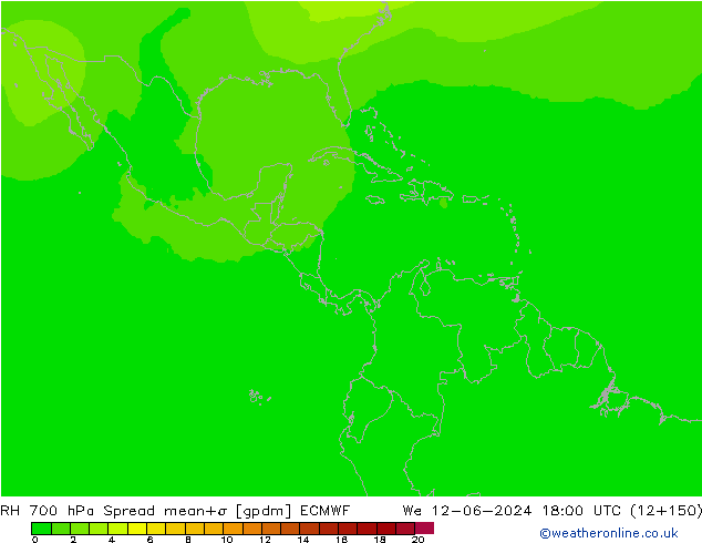 RH 700 hPa Spread ECMWF St 12.06.2024 18 UTC