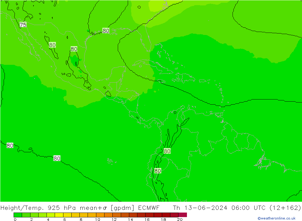 Height/Temp. 925 hPa ECMWF gio 13.06.2024 06 UTC