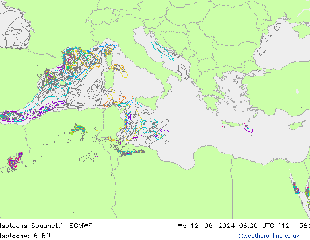 Isotachs Spaghetti ECMWF  12.06.2024 06 UTC