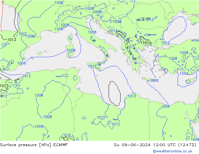 Surface pressure ECMWF Su 09.06.2024 12 UTC