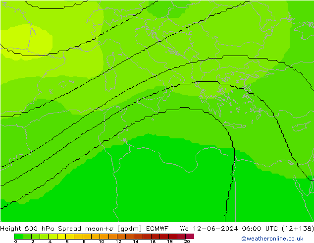 Height 500 hPa Spread ECMWF We 12.06.2024 06 UTC