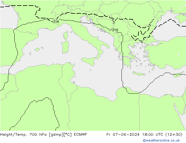 Yükseklik/Sıc. 700 hPa ECMWF Cu 07.06.2024 18 UTC