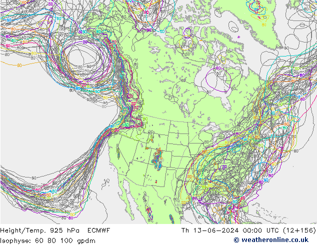 Hoogte/Temp. 925 hPa ECMWF do 13.06.2024 00 UTC