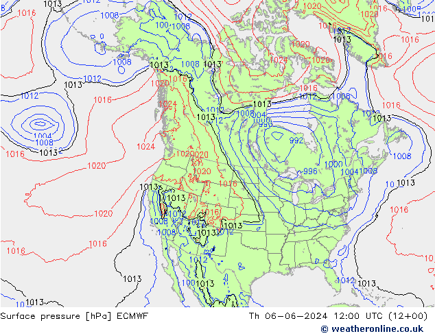 ciśnienie ECMWF czw. 06.06.2024 12 UTC