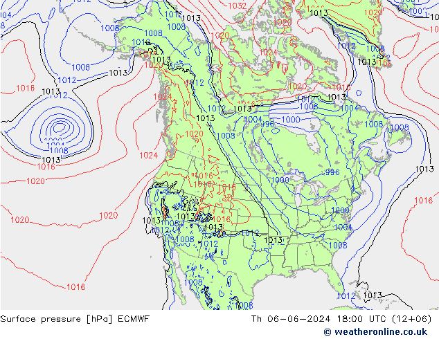 Luchtdruk (Grond) ECMWF do 06.06.2024 18 UTC